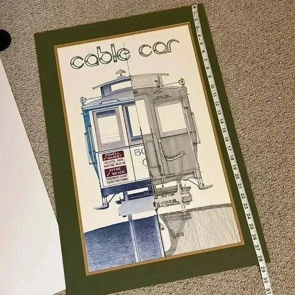 Cable Car San Francisco Christopher Swan 1973 vintage 19 X 29 matted Powell Hyde - Picture 10 of 11